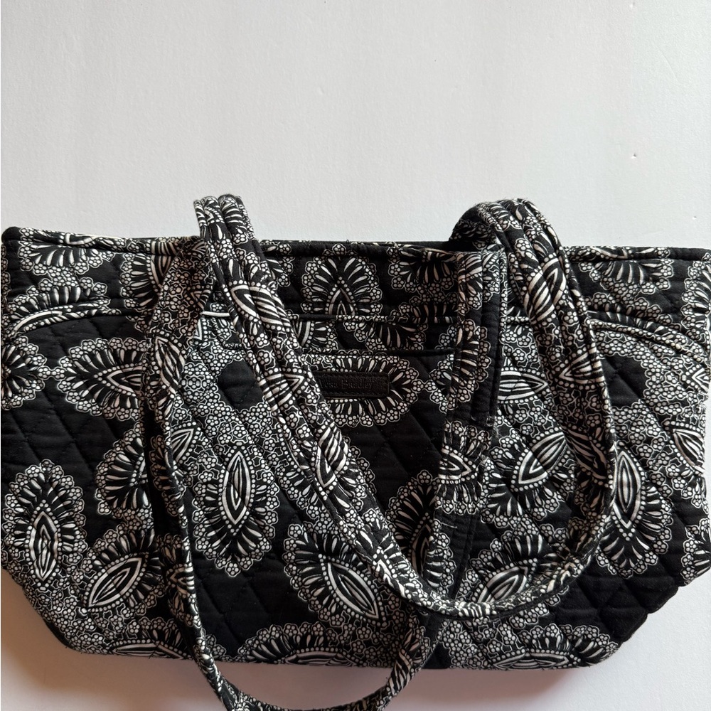 Vera Bradley Black & White Quilted Paisley Shoulder Tote